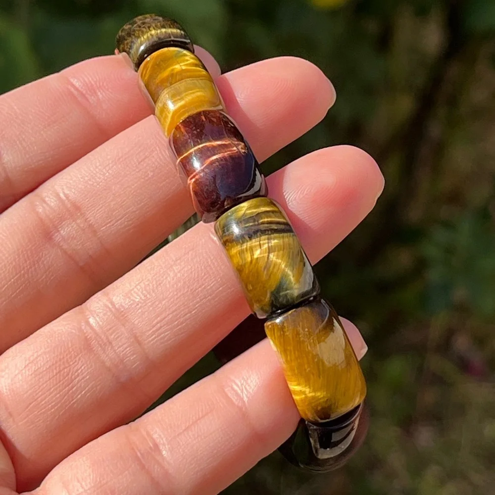 10.5mm stretchable rainbow tiger eye soft‎ bangle